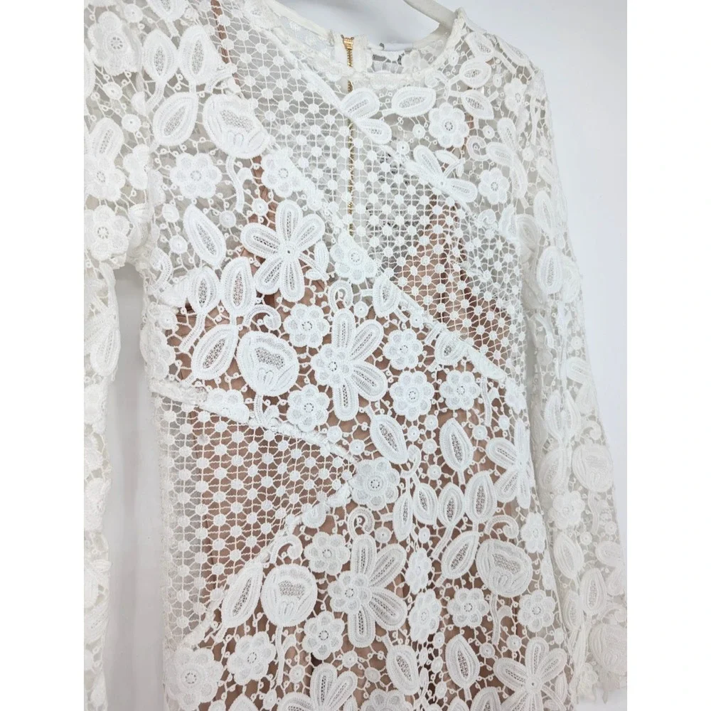 Selfie Leslie Reinhart White Lace Coquette Sheer Angel Fairycore Mini Dress XS - Picture 6 of 12
